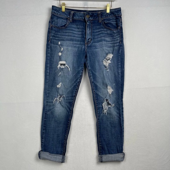 American Eagle Outfitters Denim - American Eagle High Rise Jeggings Womens Size 12 Super Stretch Distressed Ripped
